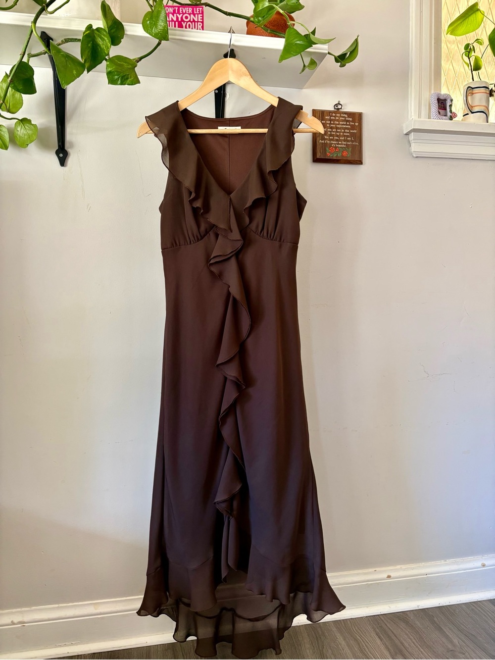 Jessica Brown Ruffle-Front Maxi Dress